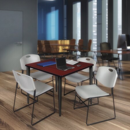 Regency Kahlo Square Table & Chair Sets, 42 W, 42 L, 29 H, Wood, Metal, Polypropylene Top, Mahogany TPL4242MHBK44GY